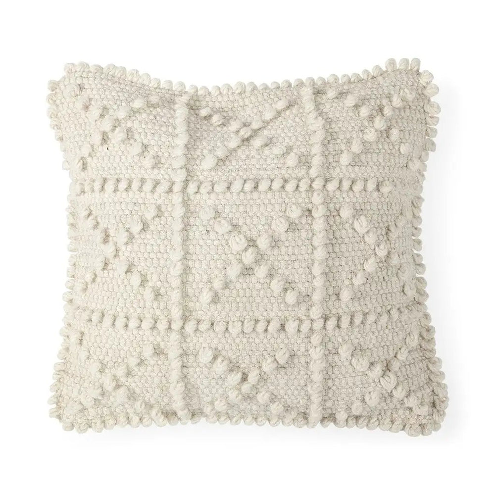 Off White Embossed Details Pillow Cover - Homeroots