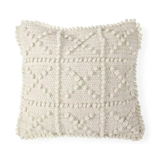 Off White Embossed Details Pillow Cover - Homeroots - Flyclothing LLC