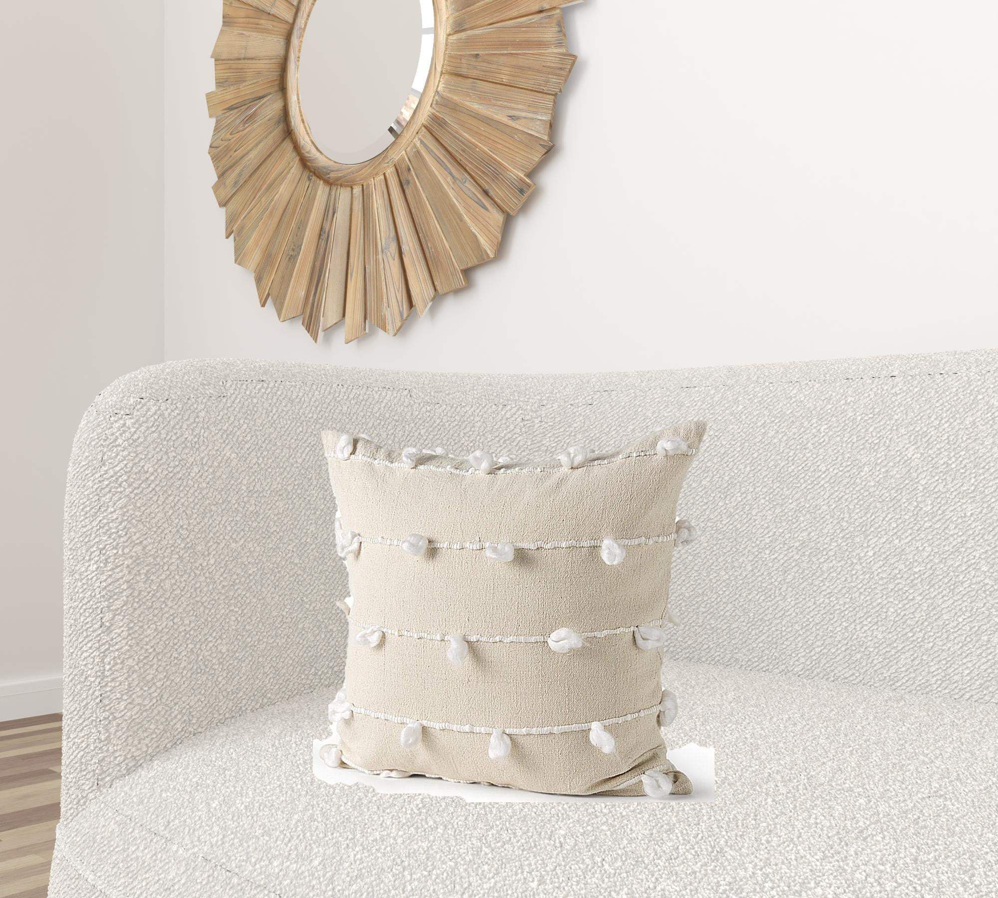 Clouds On Cream Canvas Square Pillow Cover - Homeroots - Flyclothing LLC