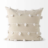 Clouds On Cream Canvas Square Pillow Cover - Homeroots - Flyclothing LLC