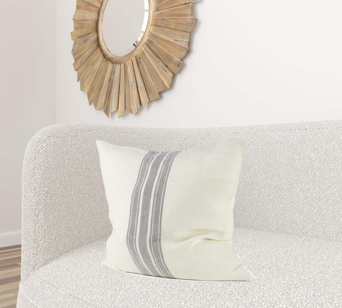 Off White Pillow Cover With Ash Gray Stripes - Homeroots - Flyclothing LLC