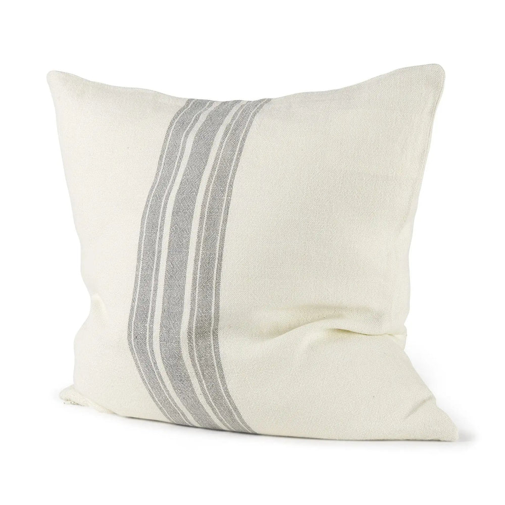 Off White Pillow Cover With  Ash Gray  Stripes - Homeroots