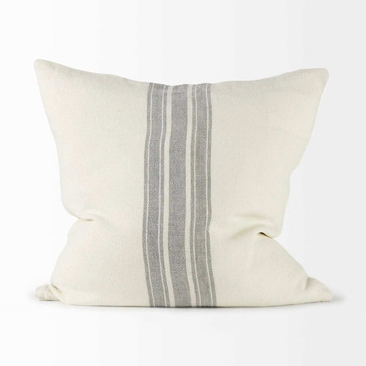 Off White Pillow Cover With Ash Gray Stripes - Homeroots - Flyclothing LLC