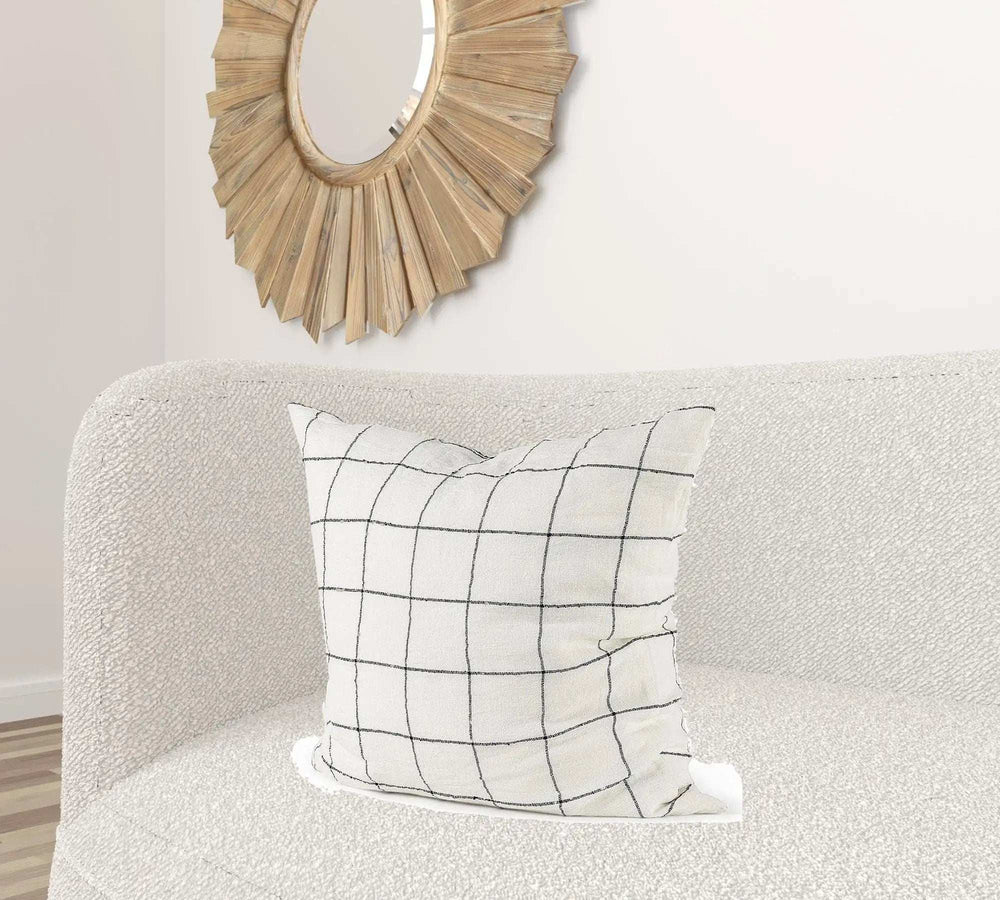 White And Black Grid Square Accent Pillow Cover - Homeroots - Flyclothing LLC