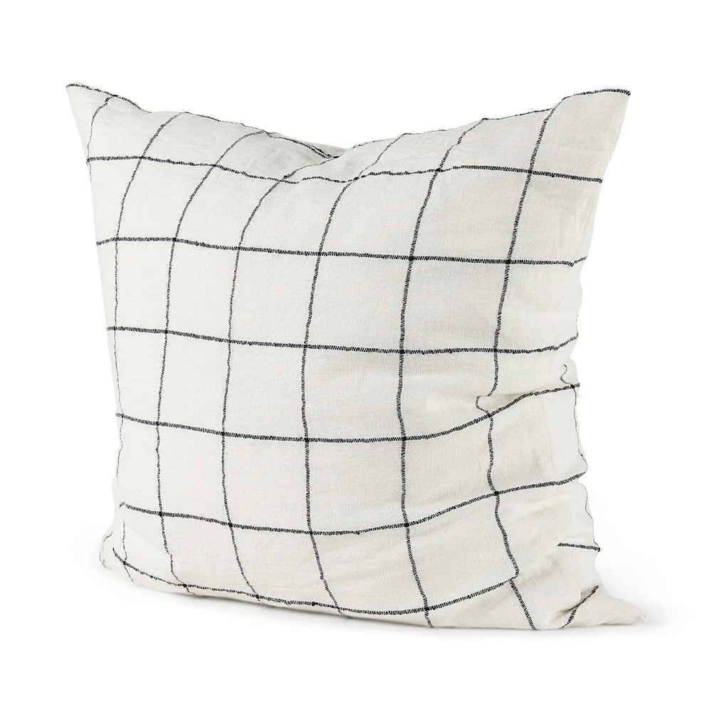 White And Black Grid Square Accent Pillow Cover - Homeroots