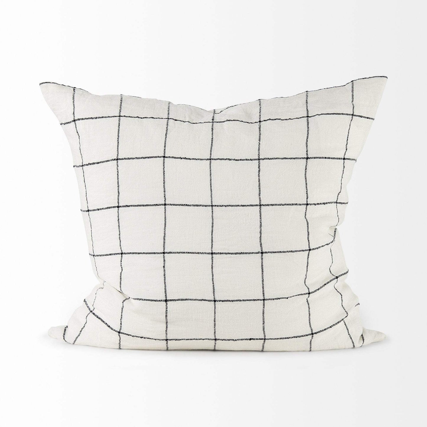 White And Black Grid Square Accent Pillow Cover - Homeroots - Flyclothing LLC