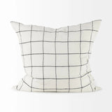 White And Black Grid Square Accent Pillow Cover - Homeroots