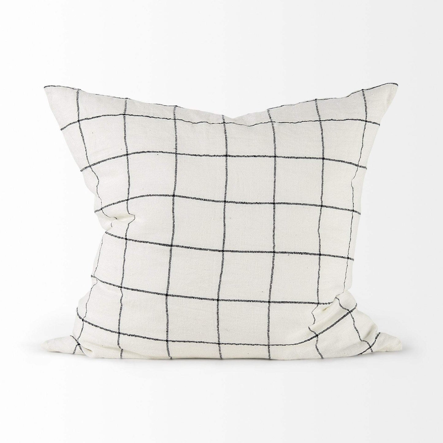 White And Black Grid Square Accent Pillow Cover - Homeroots - Flyclothing LLC