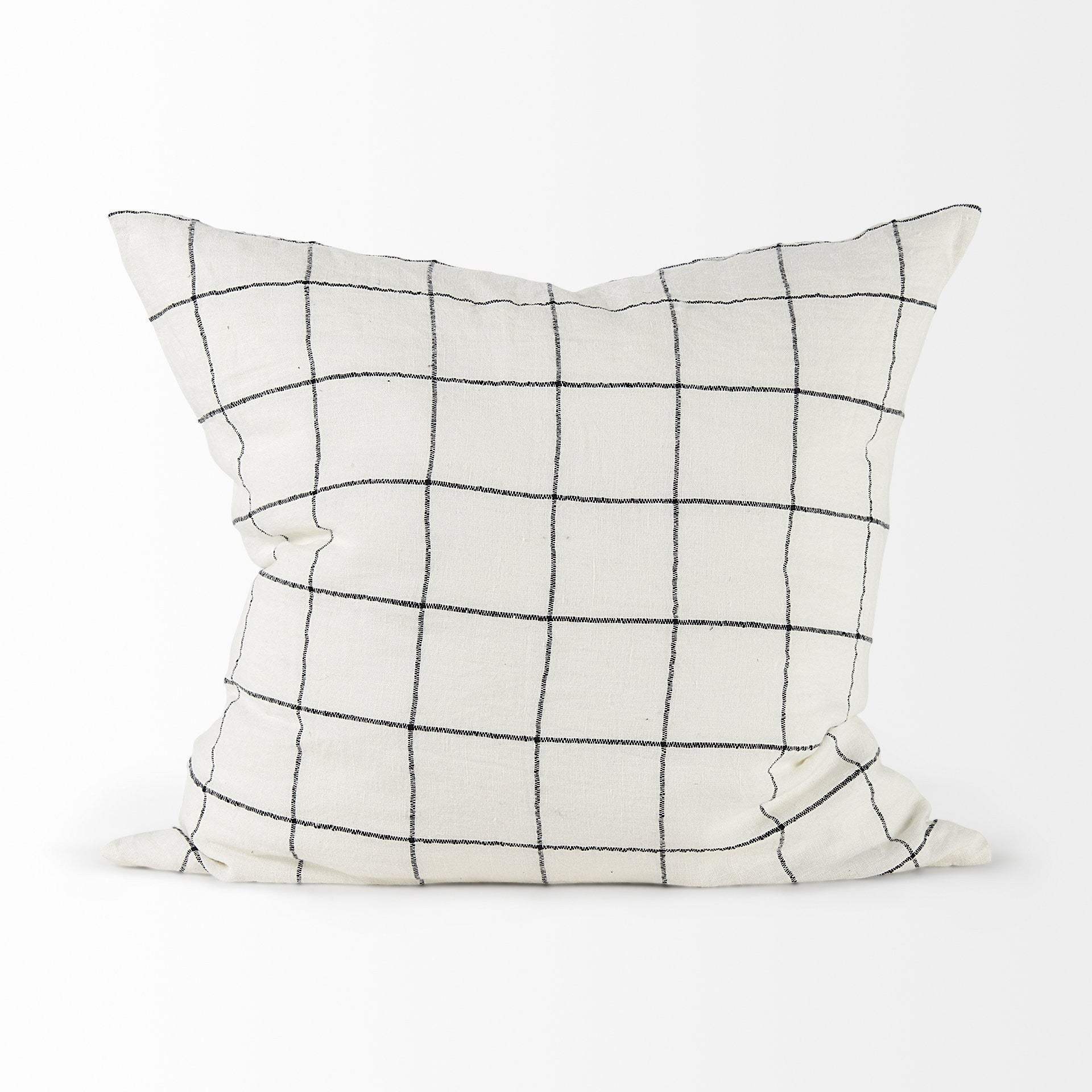 White And Black Grid Square Accent Pillow Cover - Homeroots - Flyclothing LLC