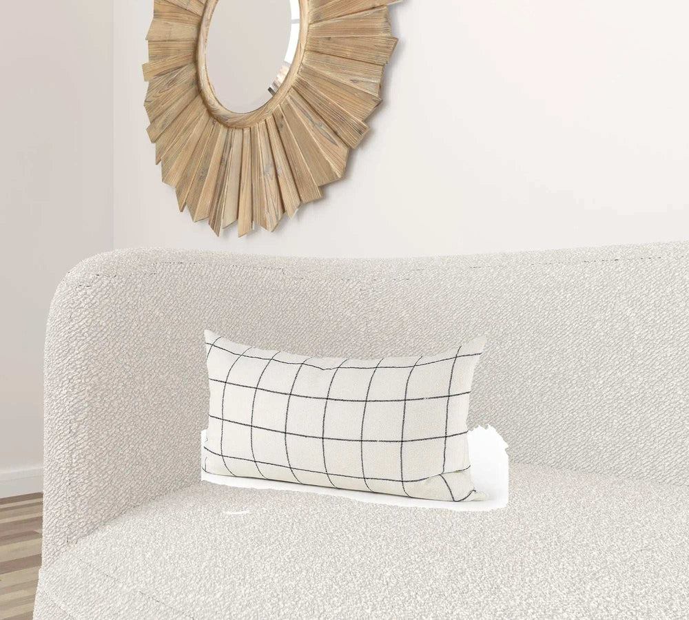 White And Black Grid Lumbar Accent Pillow Cover - Homeroots - Flyclothing LLC