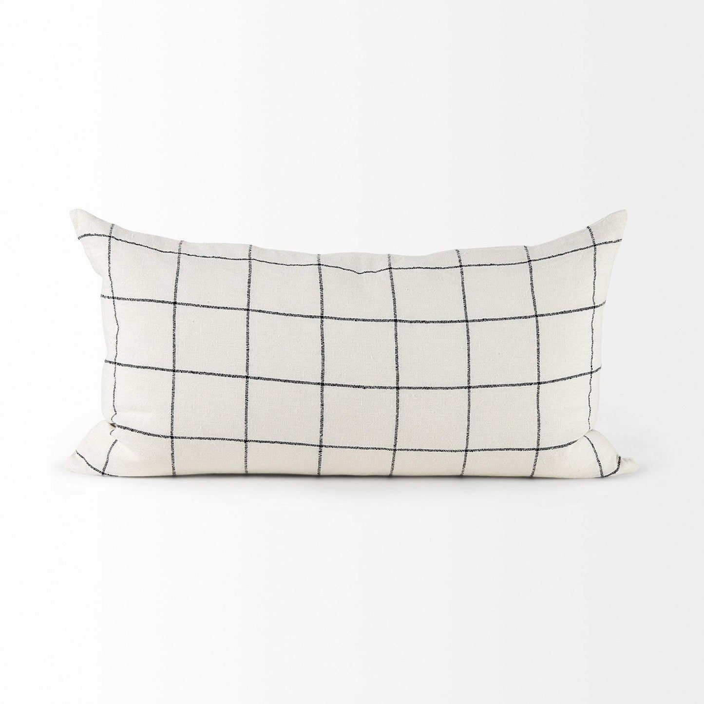 White And Black Grid Lumbar Accent Pillow Cover - Homeroots - Flyclothing LLC