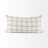 White And Black Grid Lumbar Accent Pillow Cover - Homeroots - Flyclothing LLC