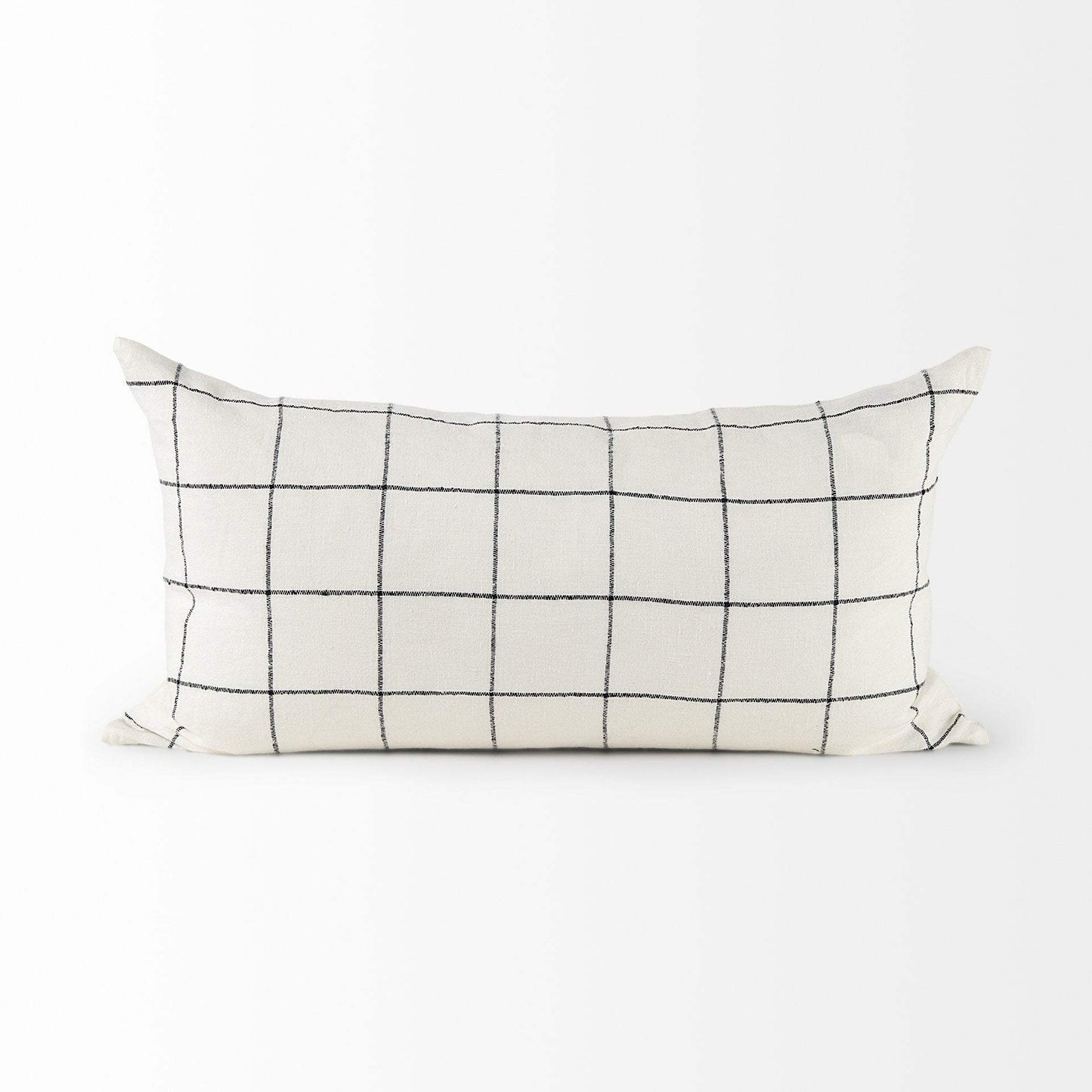 White And Black Grid Lumbar Accent Pillow Cover - Homeroots - Flyclothing LLC