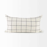 White And Black Grid Lumbar Accent Pillow Cover - Homeroots - Flyclothing LLC