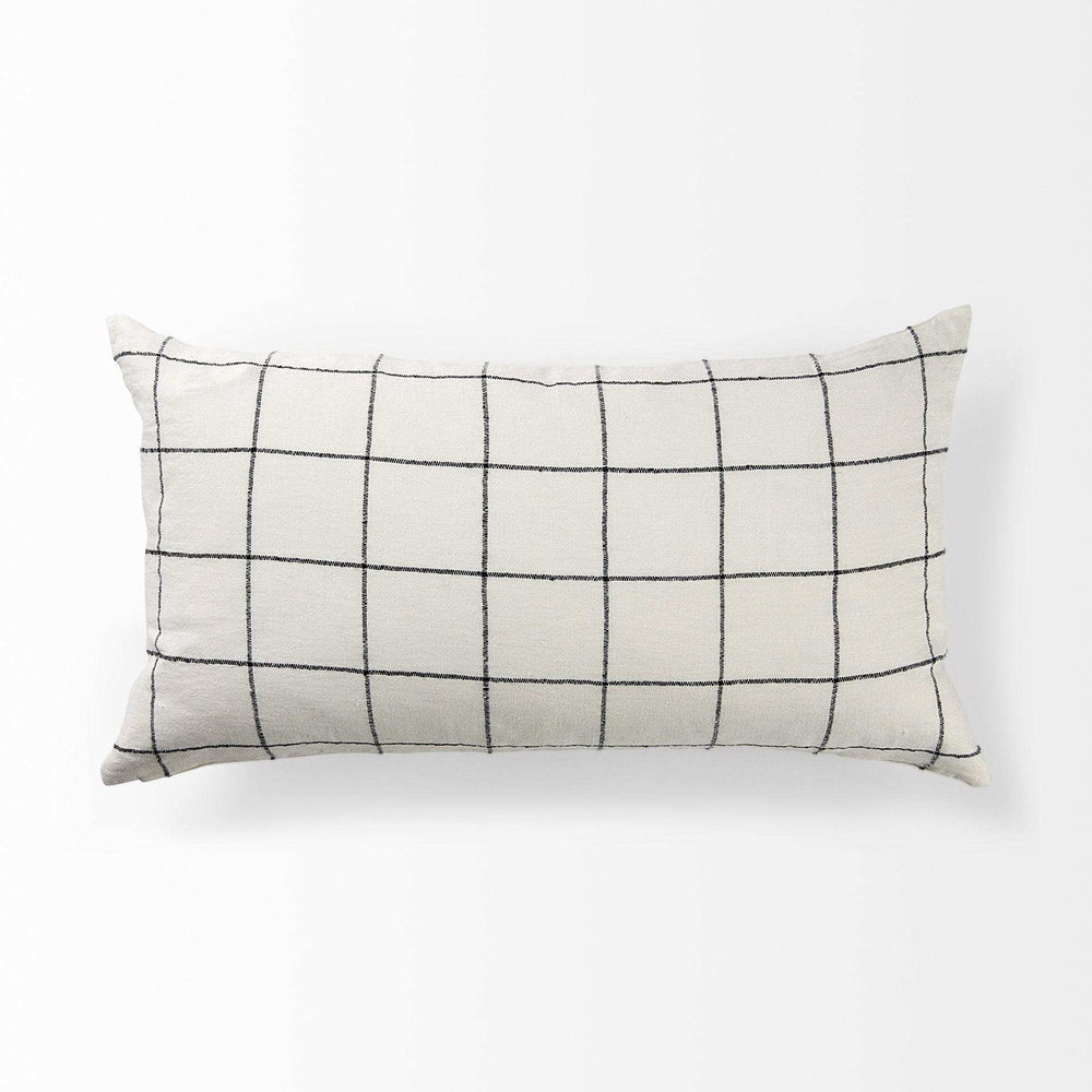 White And Black Grid Lumbar Accent Pillow Cover - Homeroots - Flyclothing LLC
