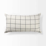 White And Black Grid Lumbar Accent Pillow Cover - Homeroots - Flyclothing LLC