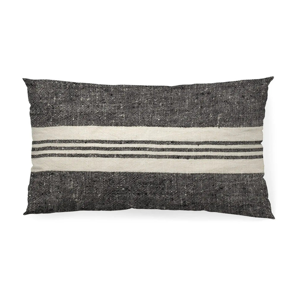 Black And White Striped Lumbar Accent Pillow Cover - Homeroots