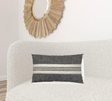 Black And White Striped Lumbar Accent Pillow Cover - Homeroots