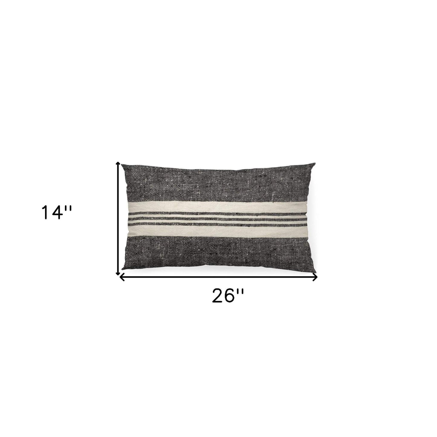Black And White Striped Lumbar Accent Pillow Cover - Homeroots - Flyclothing LLC
