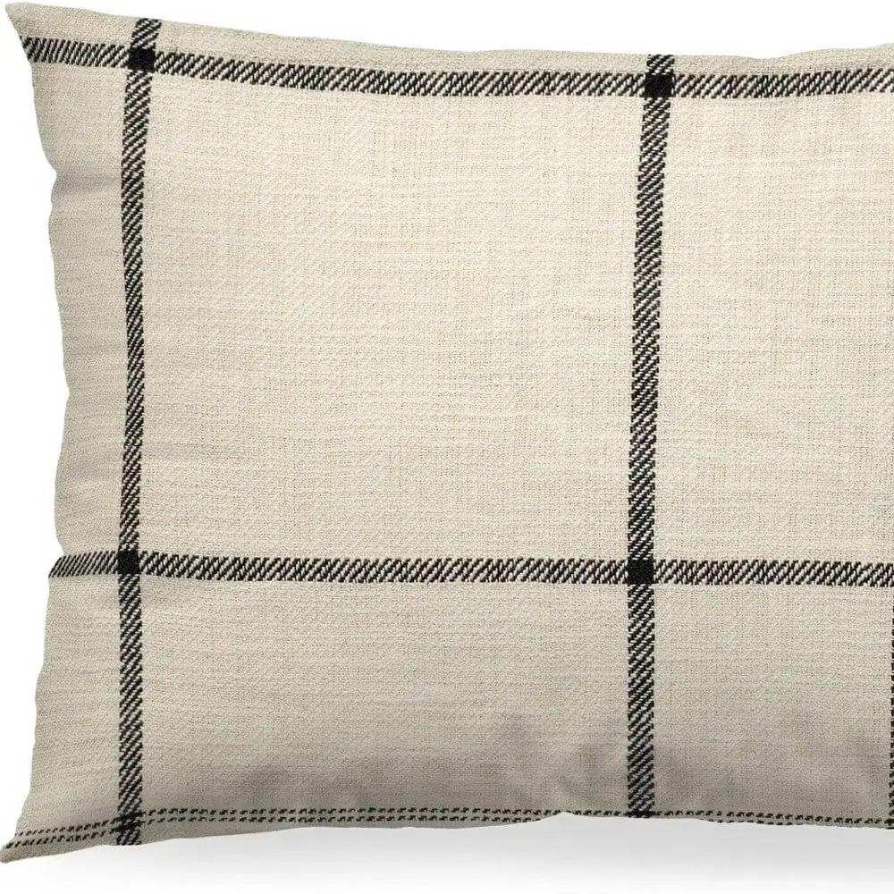 Black And Beige Plaid Lumbar Accent Pillow Cover - Homeroots - Flyclothing LLC