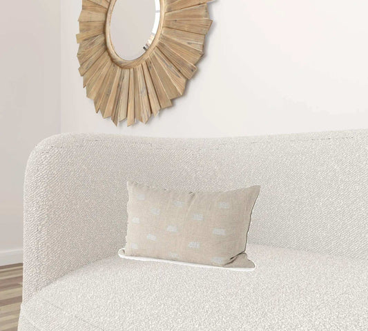 Canvas Beige And White Lumbar Accent Pillow Cover - Homeroots - Flyclothing LLC