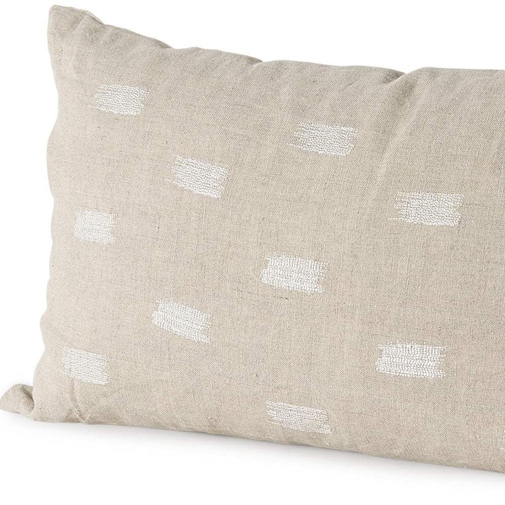 Canvas Beige And White Lumbar Accent Pillow Cover - Homeroots - Flyclothing LLC