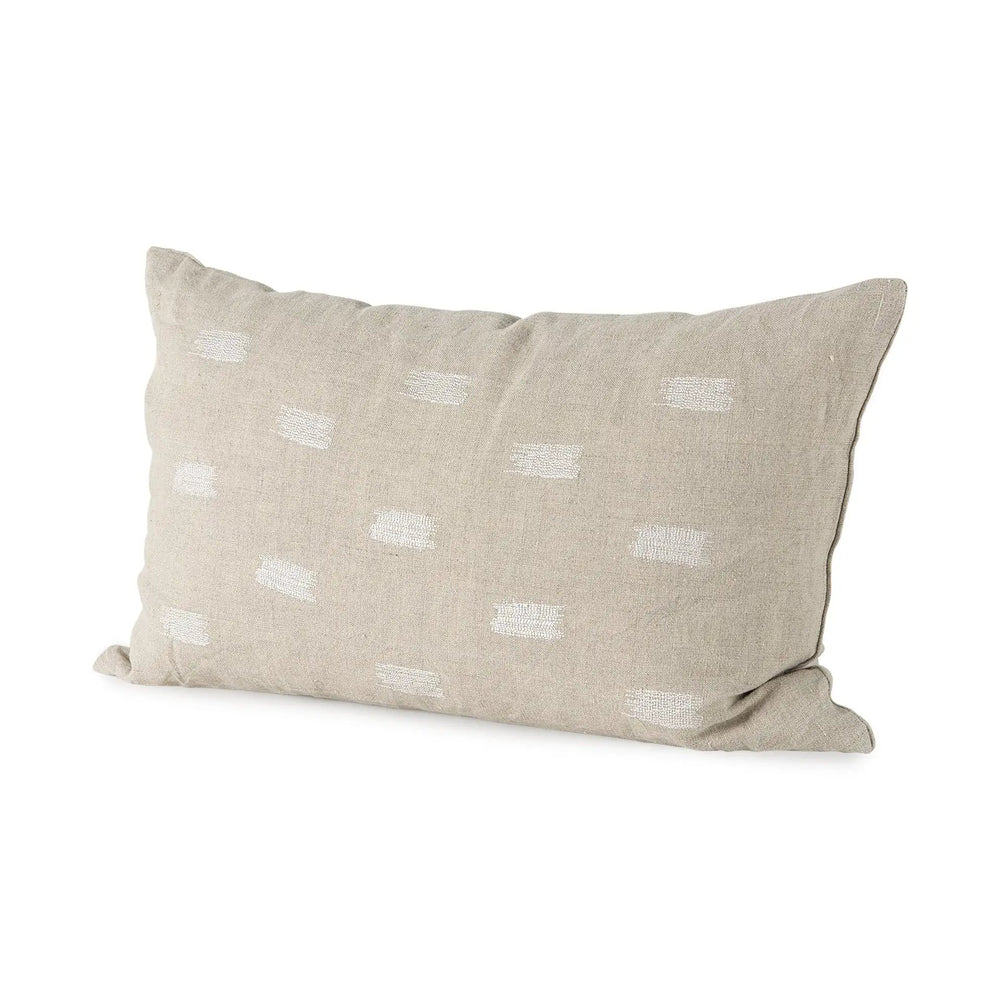 Canvas Beige And White Lumbar Accent Pillow Cover - Homeroots