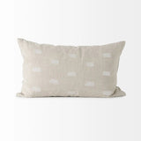 Canvas Beige And White Lumbar Accent Pillow Cover - Homeroots