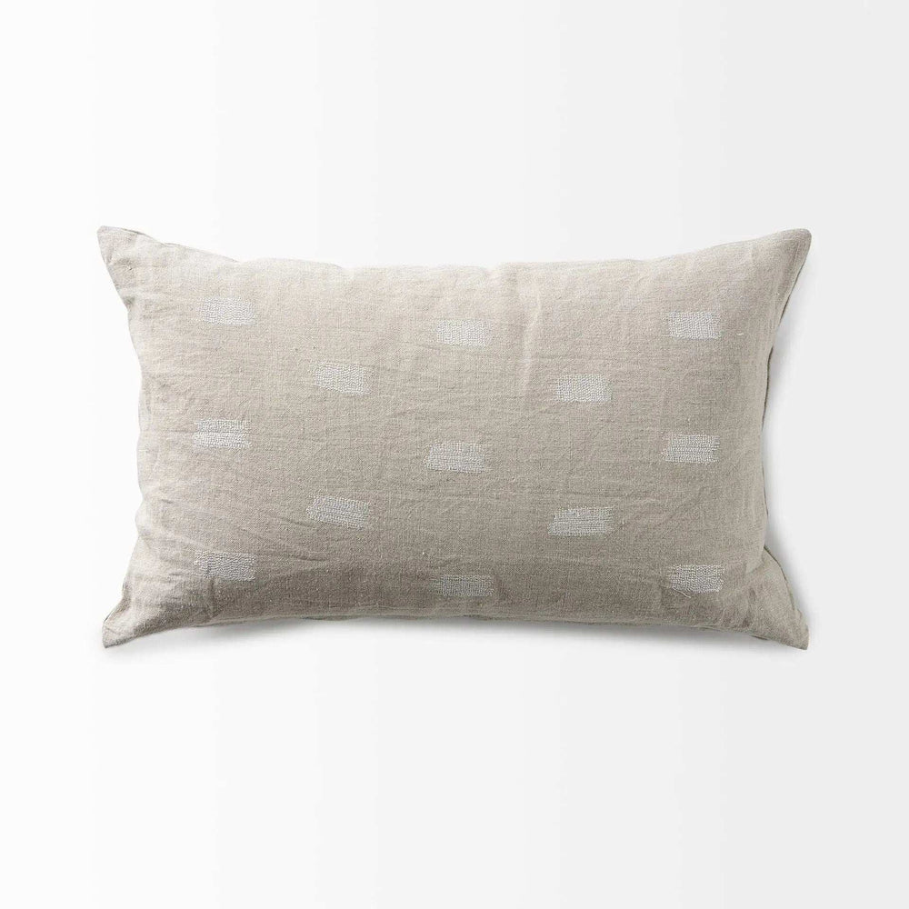 Canvas Beige And White Lumbar Accent Pillow Cover - Homeroots - Flyclothing LLC