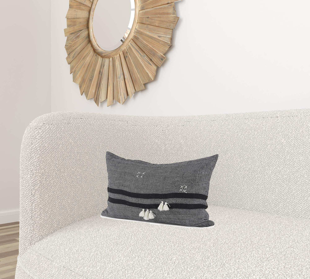 Dark Gray Detailed Lumbar Throw Pillow Cover - Homeroots - Flyclothing LLC