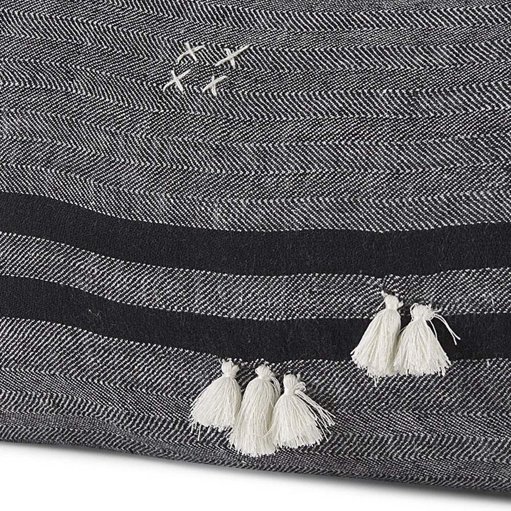 Dark Gray Detailed Lumbar Throw Pillow Cover - Homeroots - Flyclothing LLC