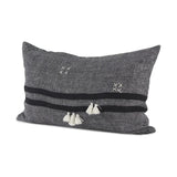 Dark Gray Detailed Lumbar Throw Pillow Cover - Homeroots