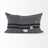 Dark Gray Detailed Lumbar Throw Pillow Cover - Homeroots - Flyclothing LLC