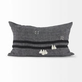 Dark Gray Detailed Lumbar Throw Pillow Cover - Homeroots