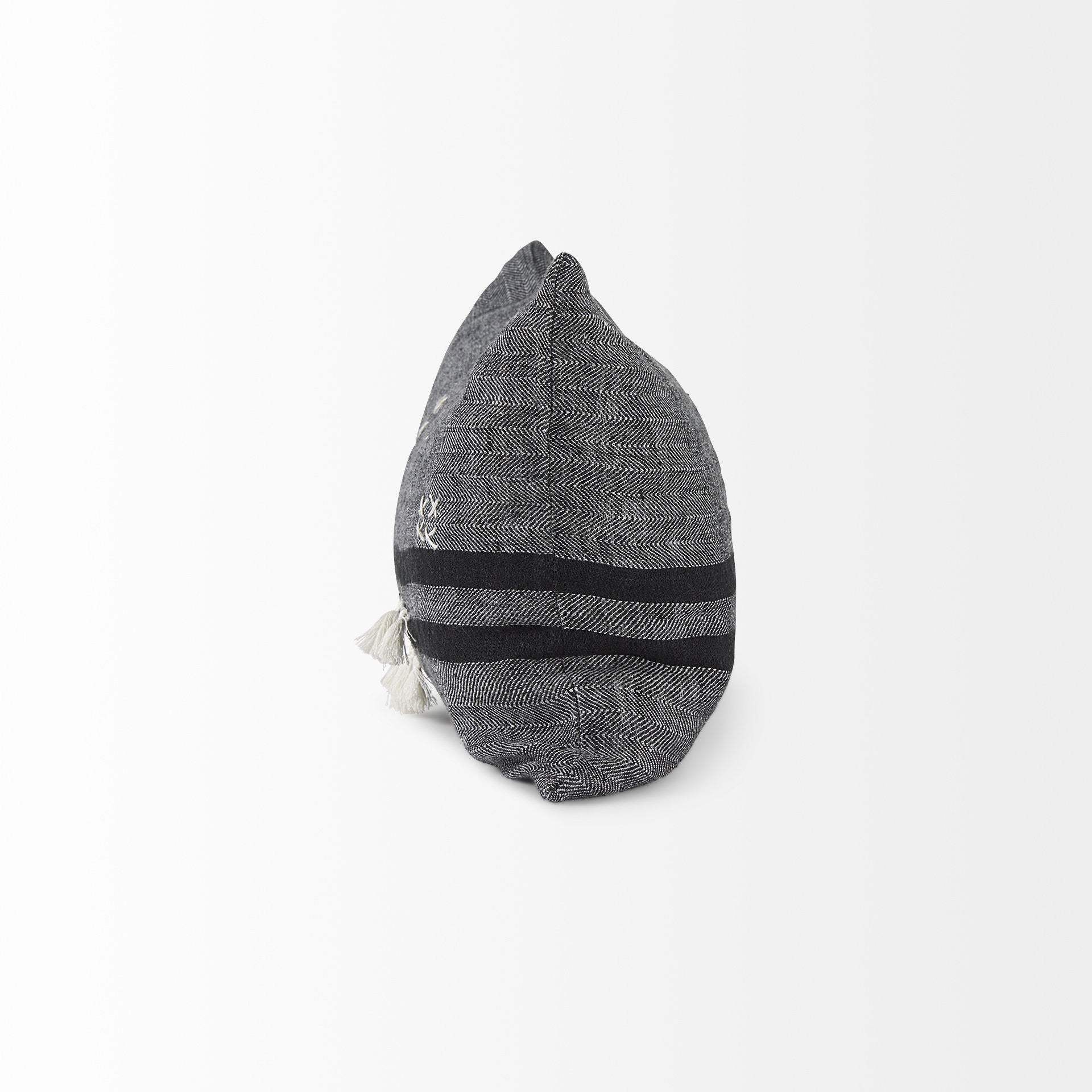 Dark Gray Detailed Lumbar Throw Pillow Cover - Homeroots - Flyclothing LLC