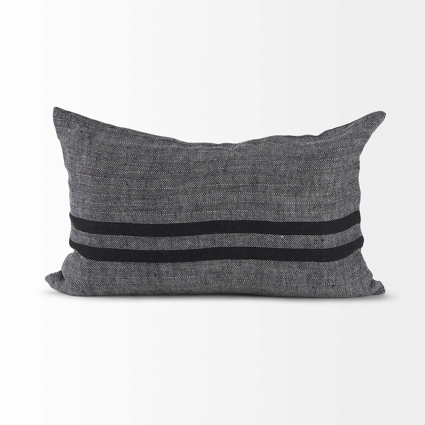 Dark Gray Detailed Lumbar Throw Pillow Cover - Homeroots - Flyclothing LLC