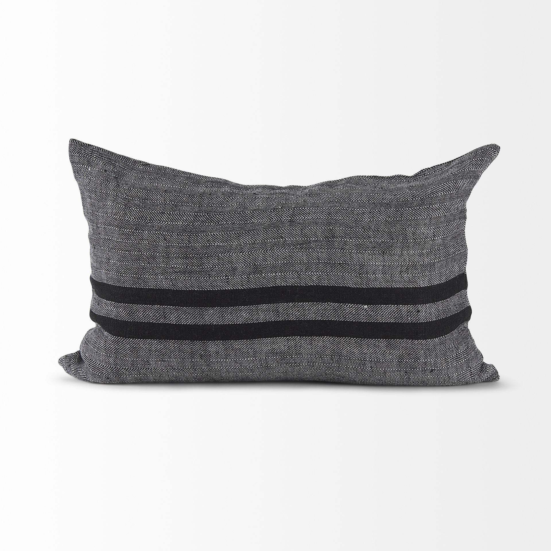 Dark Gray Detailed Lumbar Throw Pillow Cover - Homeroots - Flyclothing LLC
