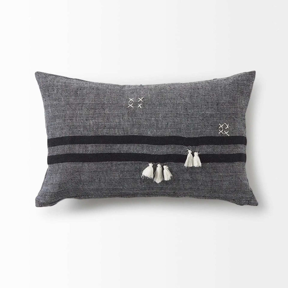 Dark Gray Detailed Lumbar Throw Pillow Cover - Homeroots - Flyclothing LLC