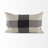 Beige And Black Plaid Pattern Lumbar Throw Pillow Cover - Homeroots - Flyclothing LLC