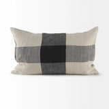 Beige And Black Plaid Pattern Lumbar Throw Pillow Cover - Homeroots