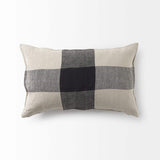 Beige And Black Plaid Pattern Lumbar Throw Pillow Cover - Homeroots - Flyclothing LLC