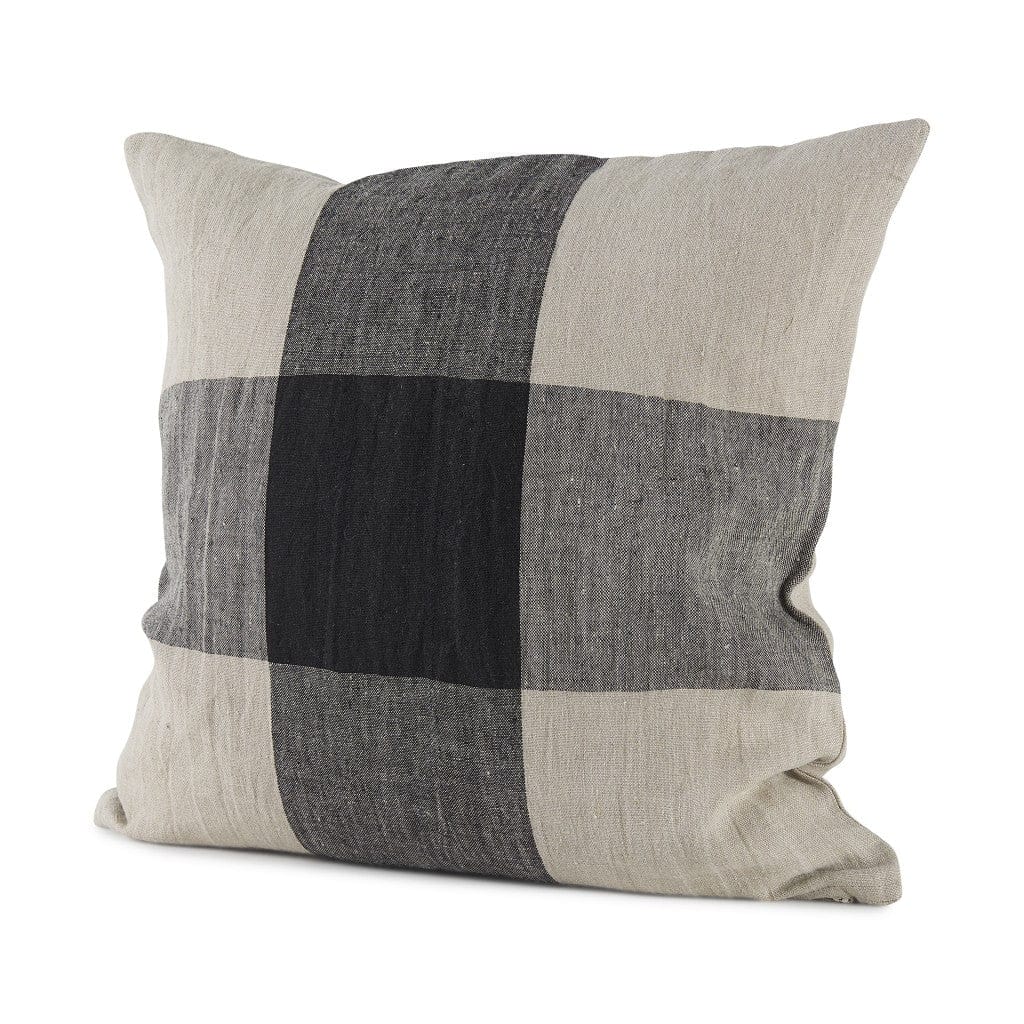 Beige And Black Plaid Pattern Throw Pillow Cover - Homeroots