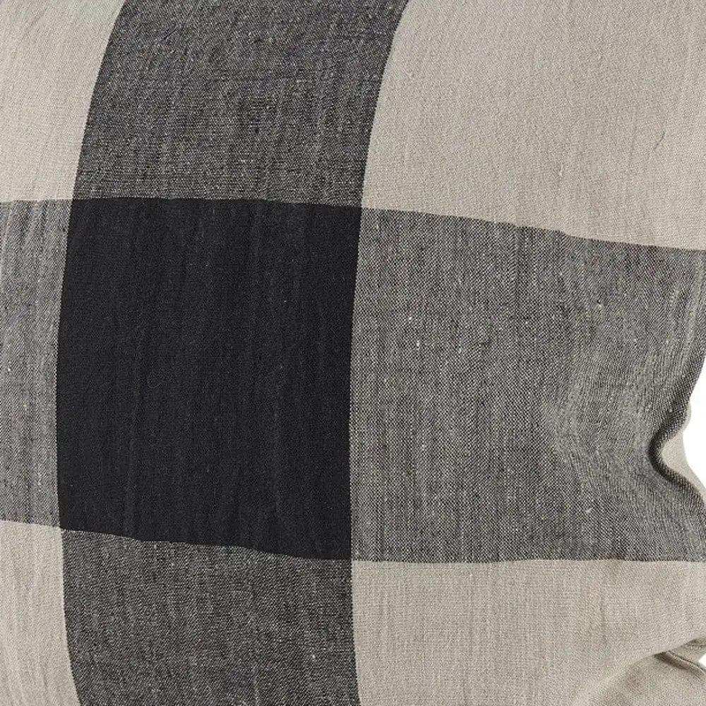 Beige And Black Plaid Pattern Throw Pillow Cover - Homeroots - Flyclothing LLC