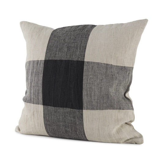 Beige And Black Plaid Pattern Throw Pillow Cover - Homeroots
