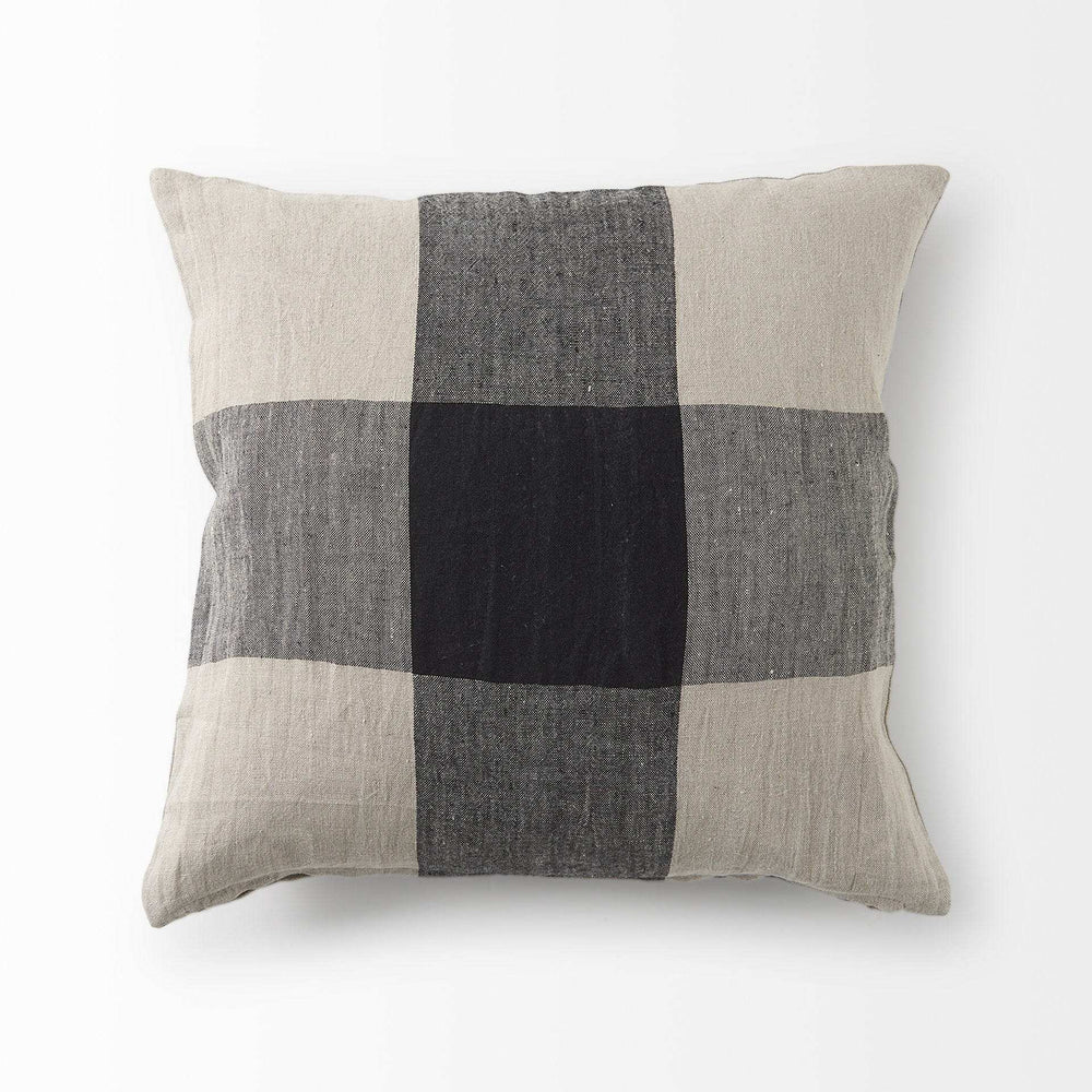 Beige And Black Plaid Pattern Throw Pillow Cover - Homeroots - Flyclothing LLC