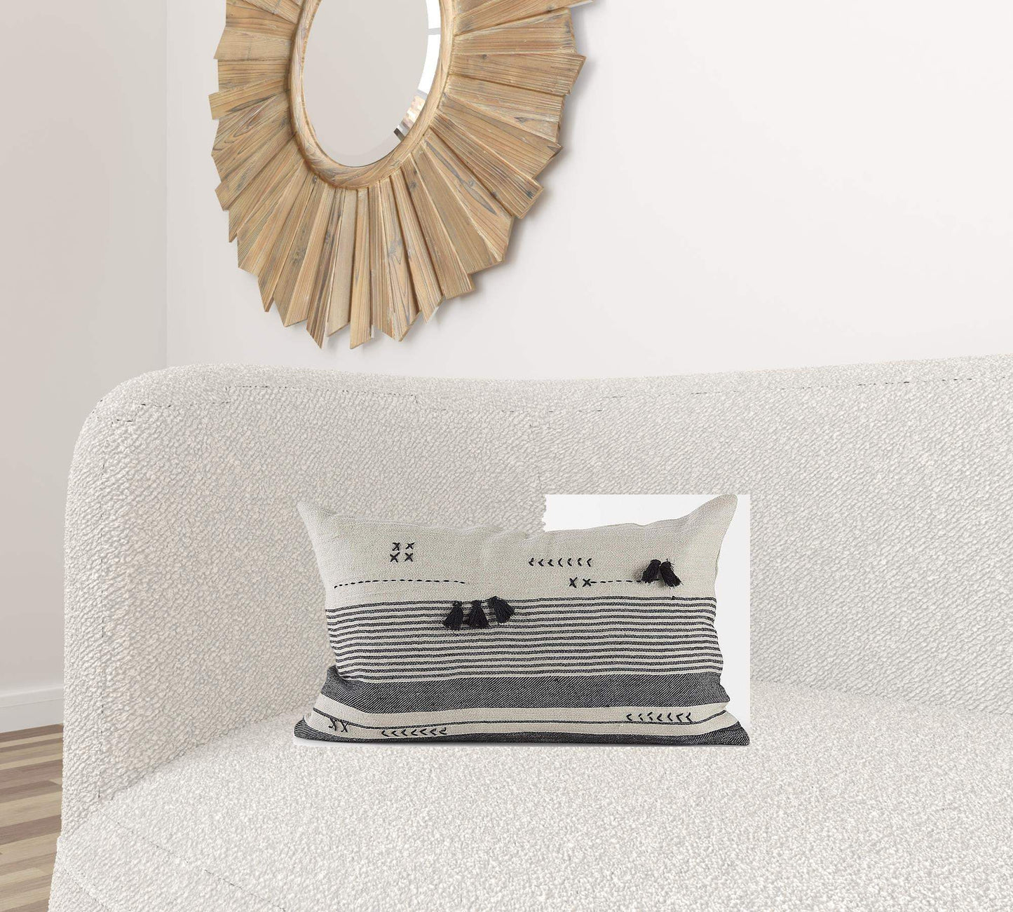 Light Gray Detailed Lumbar Throw Pillow Cover - Homeroots - Flyclothing LLC