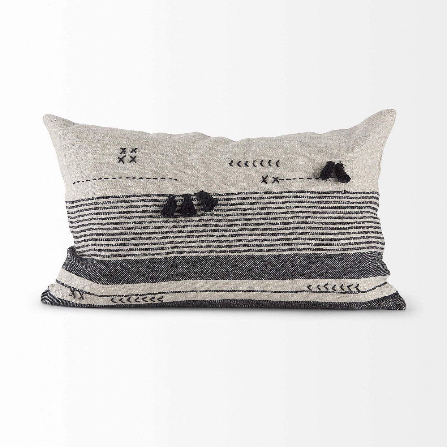 Light Gray Detailed Lumbar Throw Pillow Cover - Homeroots - Flyclothing LLC