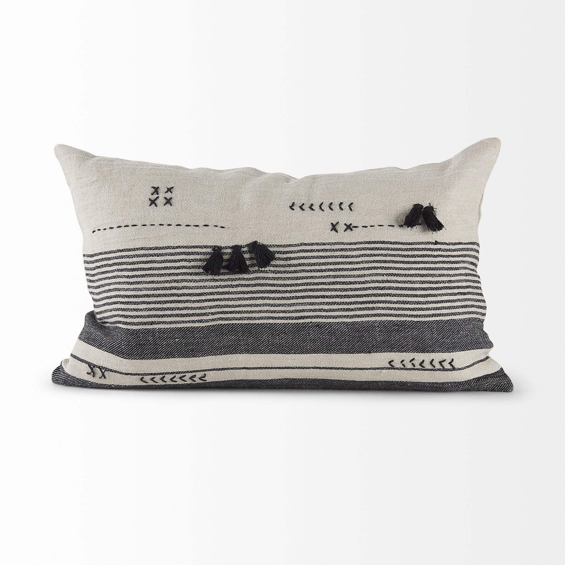 Light Gray Detailed Lumbar Throw Pillow Cover - Homeroots - Flyclothing LLC