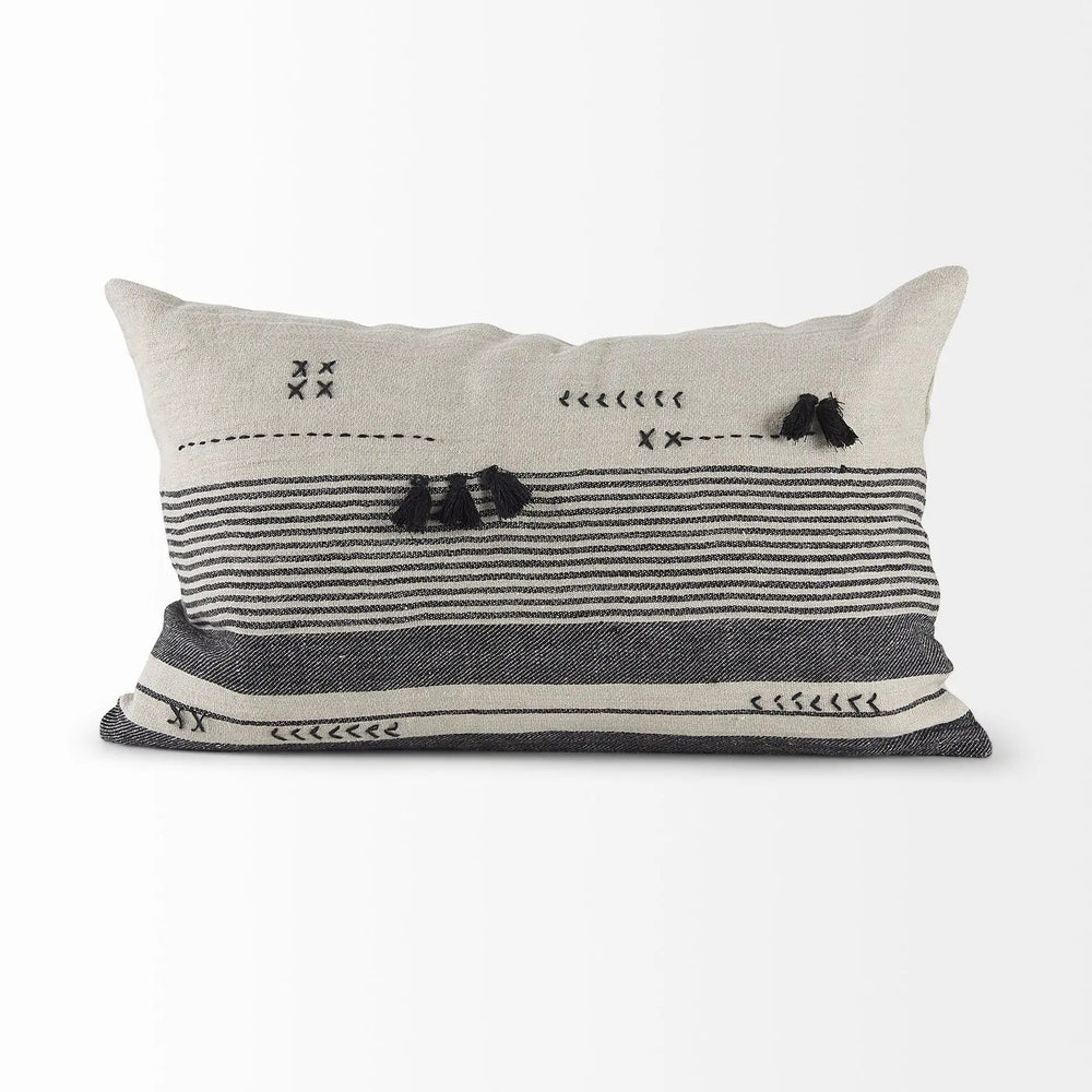 Light Gray Detailed Lumbar Throw Pillow Cover - Homeroots