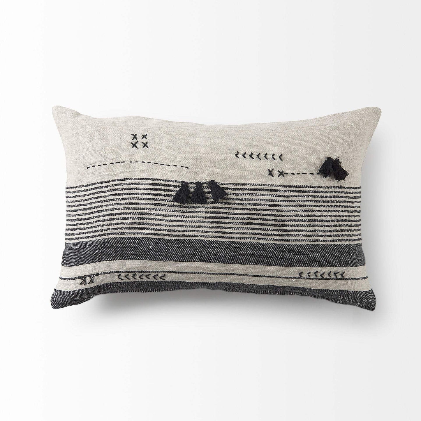 Light Gray Detailed Lumbar Throw Pillow Cover - Homeroots - Flyclothing LLC
